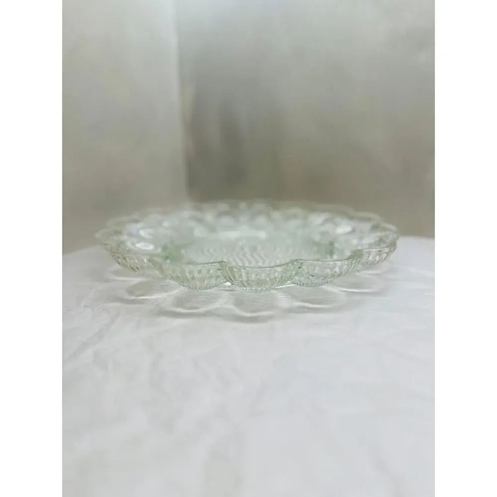 Vintage Indiana Glass Hobnail Deviled Egg Tray Clear MCM Serving, Thanksgiving